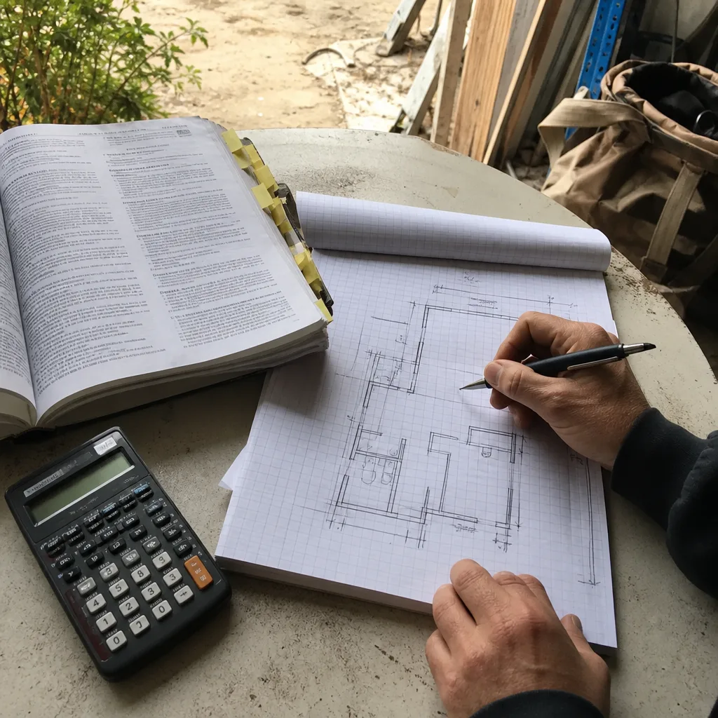 Architect working on professional ADU home design and floor plan drafting